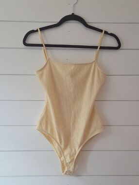 Sezane Butter Yellow SIZE S Ribbed Bodysuit